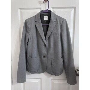 Academia, preppy, Classic Gray Blazer Size 8 Notch Lapel Lined Two-Button